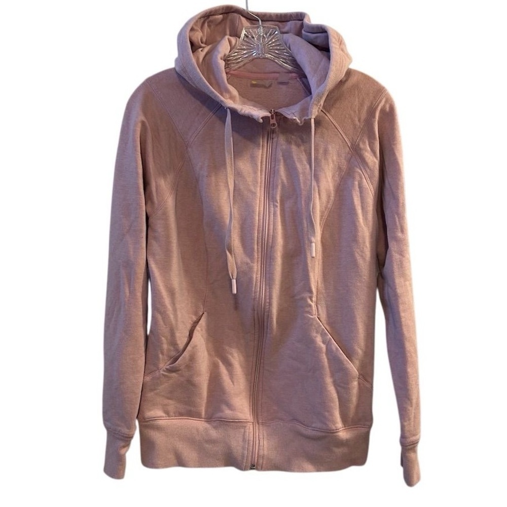 Zella Women's M Pink Ruched Long Sleeve Zip Front Hoodie Jacket - Picture 1 of 13